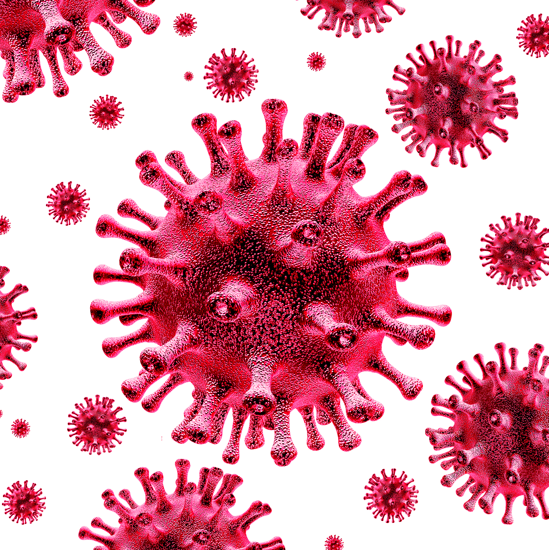 Coronavirus Outbreak Isolated On White And Coronaviruses Influenza Background As Dangerous Flu Strain Cases As A Pandemic Medical Health Risk Concept With Disease Cells As A 3D Render.